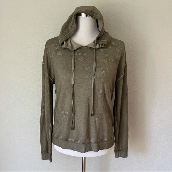 Grey & Gray Stars Green Cotton Rayon Hoodie Size S/P - Picture 1 of 5